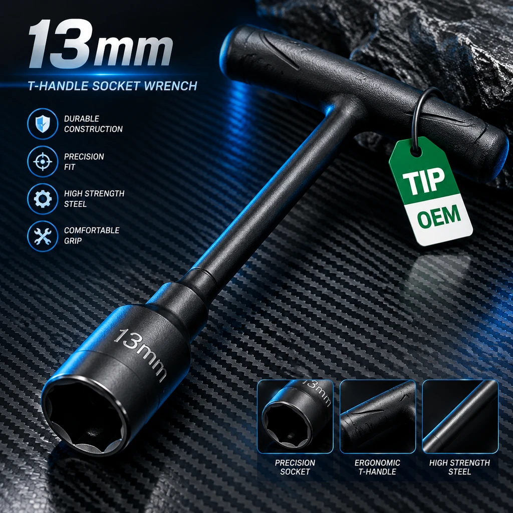 آچار T شکل سایز ۱۳ میلی‌متر برند TIP OEM – کیفیت صنعتی و ضد لغزش